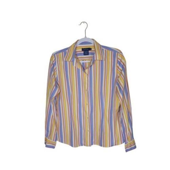 Faconnable Women's Long Sleeves Button Up Cotton Striped Multicolor Shirt Size M - Picture 1 of 11